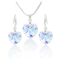 Art.No.aqsh62281814 - Комплект колие с обици сърца aquamarine shimmer  от  