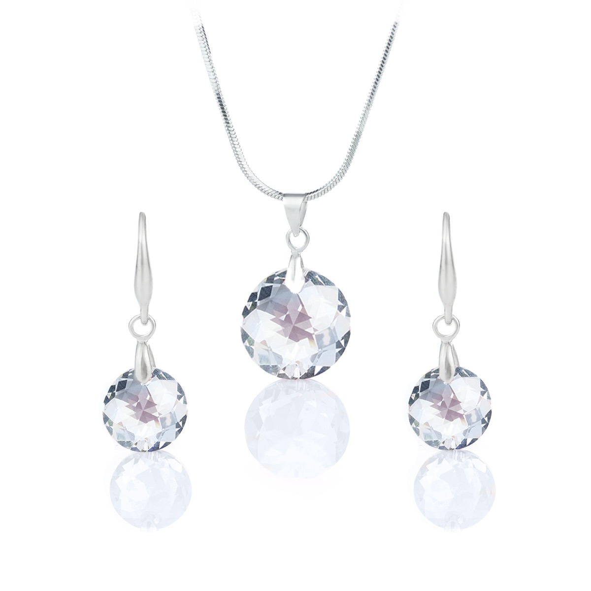 Кристален комплект колие с обици Кръг crystal shimmer