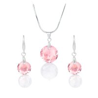 Art.No.lrsh64301410- Кристален комплект колие с обици Кръг light rose shimmer от  