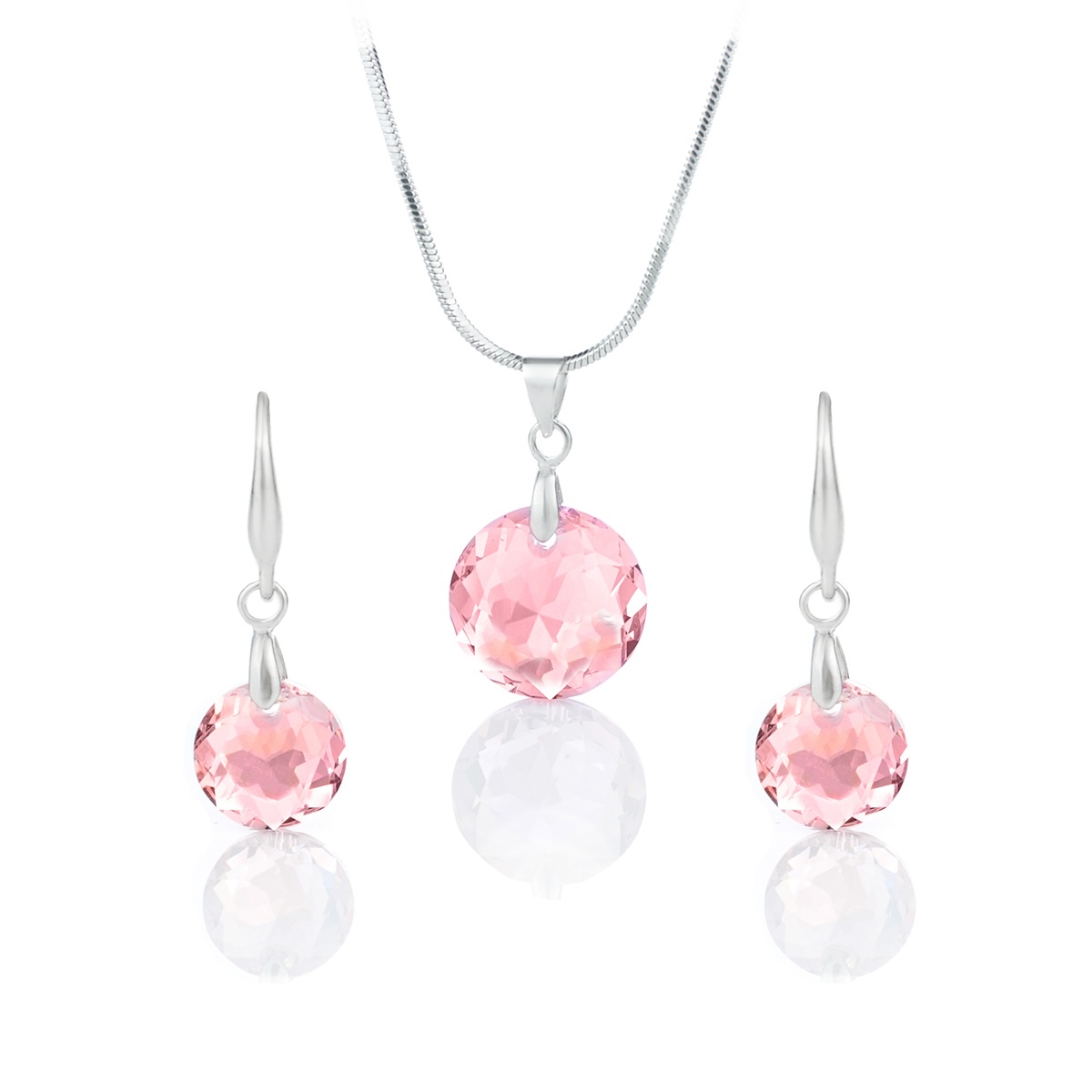 Кристален комплект колие с обици Кръг light rose shimmer