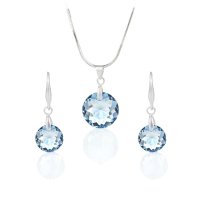 Art.No.aqsh64301410- Кристален комплект колие с обици Кръг aquamarine shimmer от  