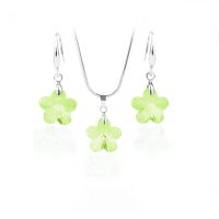 Art.No.p67441212- Кристален комплект колие с обици Цвете 12мм peridot от  