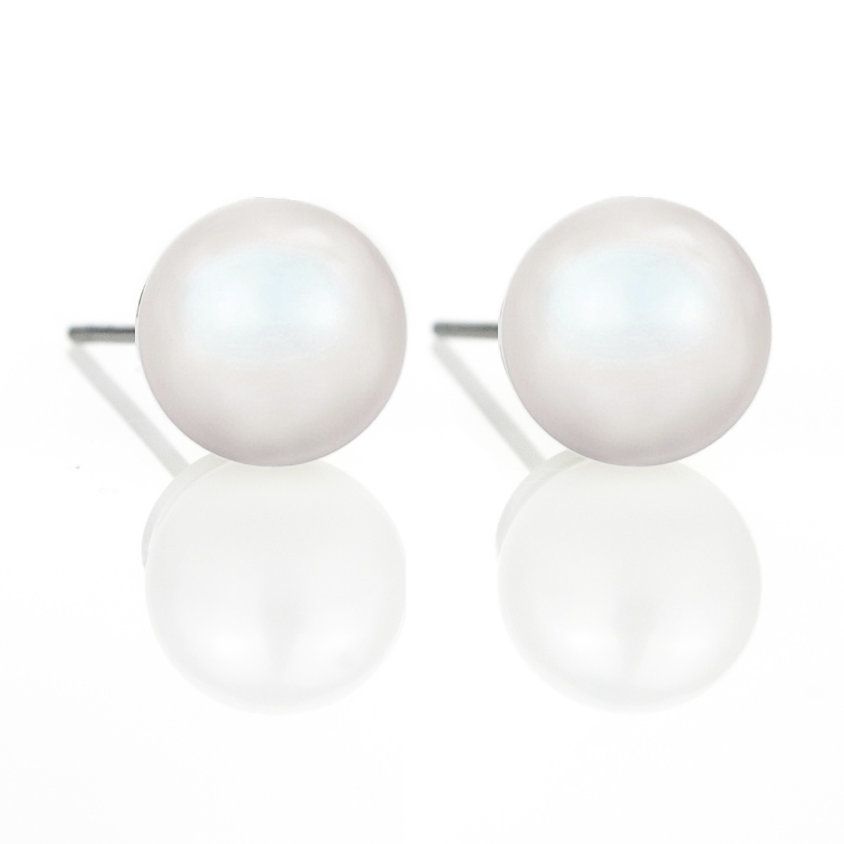 Обици перли винт Pearls 8mm pearlescent white