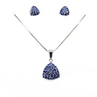 Art.No.tantrilliantincrsetfzd025- Сребърен комплект с инкрустирани кристали Трилиант tanzanite от  