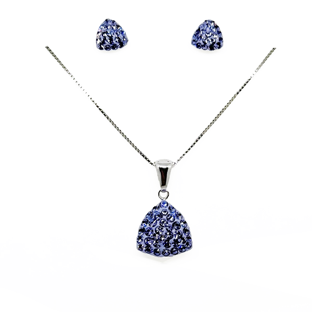 Сребърен комплект с инкрустирани кристали Трилиант tanzanite