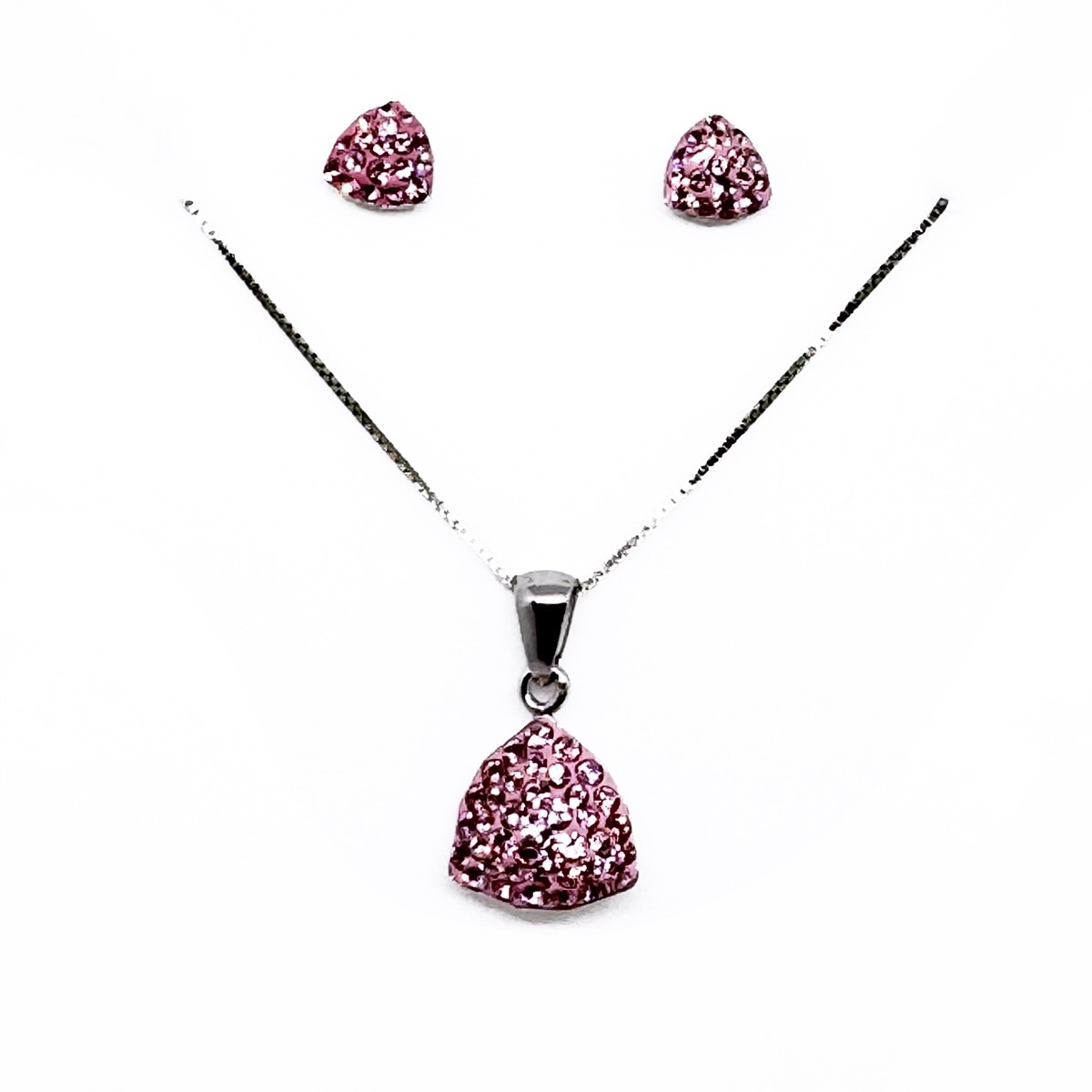 Сребърен сет с инкрустирани кристали Trilliant light rose