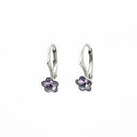 Art.No.v47446ops- Детски сребърни обици с кристали Цвете violet от  