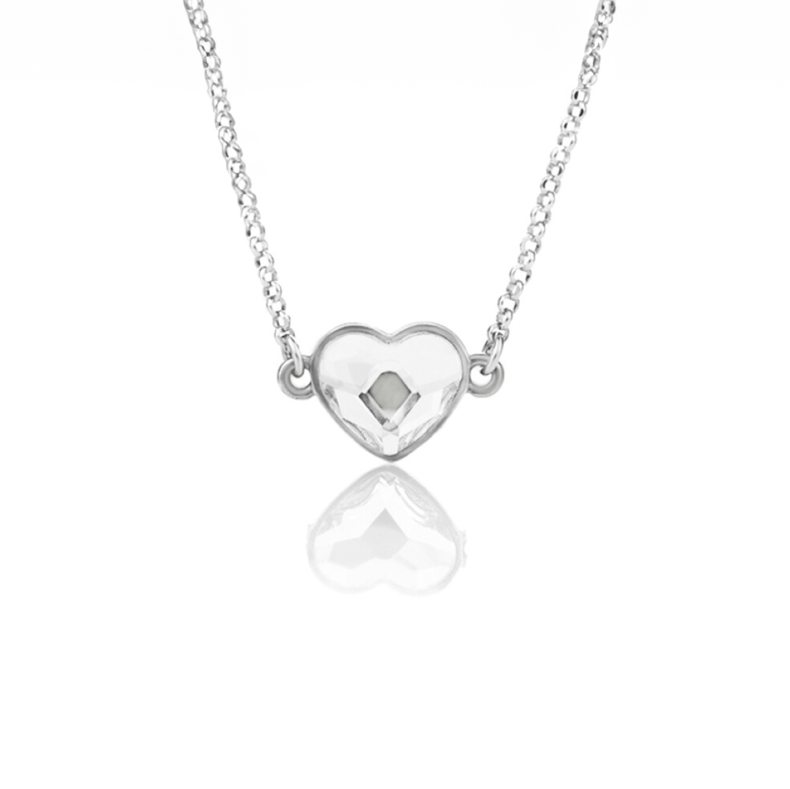 Колие сърце сребро 925 crystal