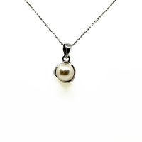 Art.No.creampearl803vsfzd025- Сребърно колие с класическа перла 8мм creamrose от  