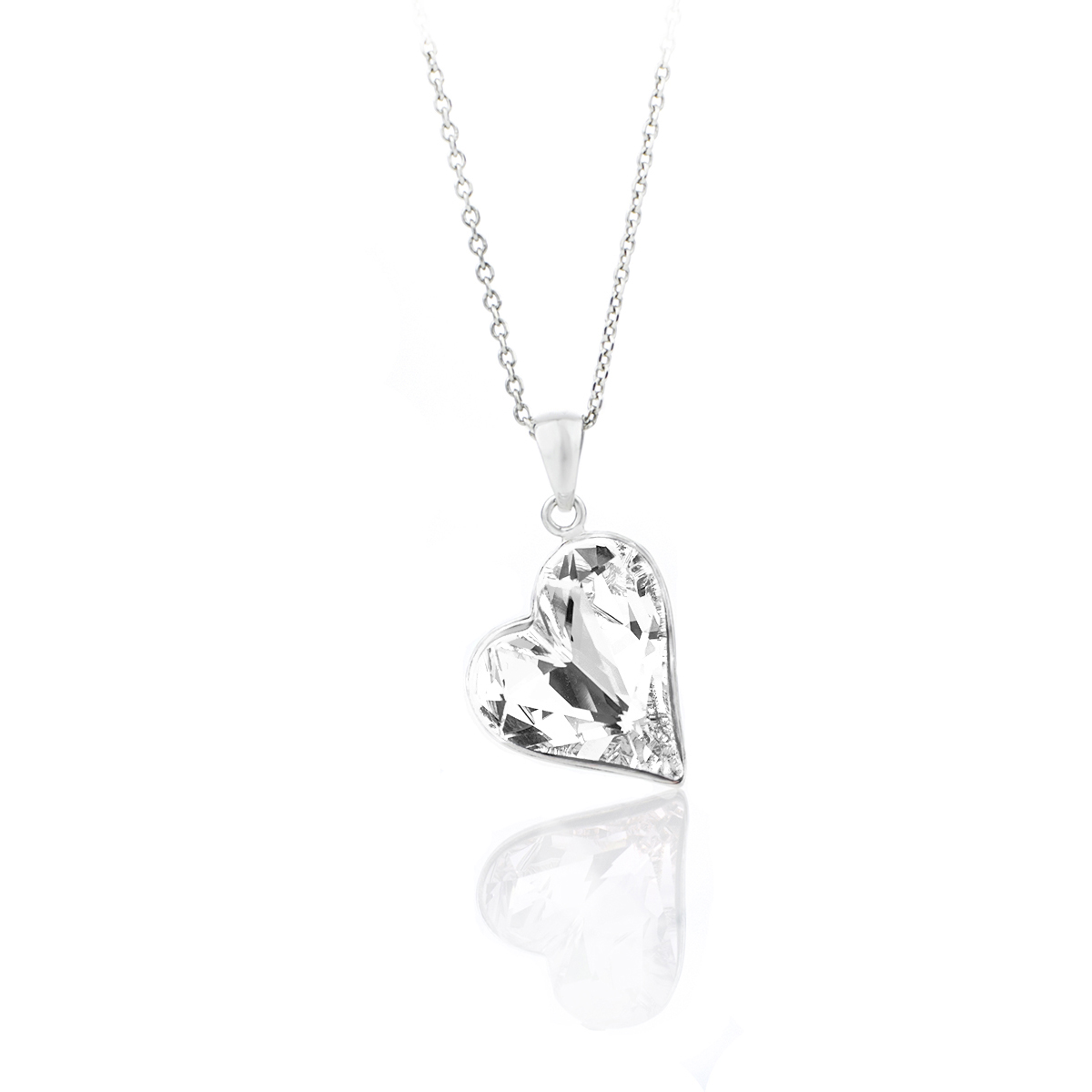 Сребърно кристално колие Сърце crystal