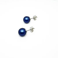 Art.No.irdblclassicpearl8ovs- Сребърни обици с перли 8мм IR dark blue от  