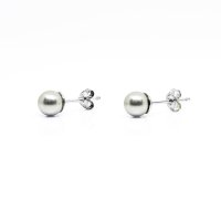 Art.No.lgrclassicpearl6ovs- Сребърни обици перли 6мм light grey от  