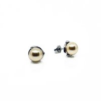 Art.No.lgoldpearl803ovs- Сребърни обици винт с перли 8мм light gold от  