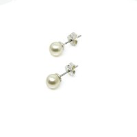 Art.No.crroseclassicpearl6ovs- Сребърни обици перли 6мм creamrose от  