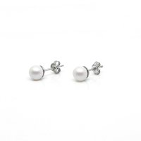 Art.No.pwhclassicpearl6ovs- Сребърни обици перли 6мм pearlescent white от  