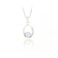 Art.No.lavpearl606vsfzd025- Сребърно колие с прела Елипс 6 06 lavender от  