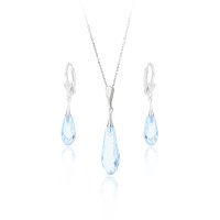 Art.No.aq65302012sfzd025- Сребърен комплект с капковидни кристали aquamarine от  
