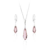 Art.No.blr65302012sfzd025- Сребърен комплект с капковидни кристали blush rose от  