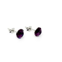 Art.No.amxirius34ovs- Сребърни обици винт с кристали 7мм amethyst от  