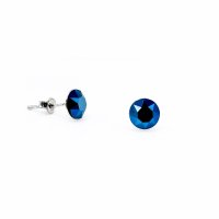 Art.No.metblxirius34ovs- Сребърни обици винт с кристали 7мм metallic blue от  