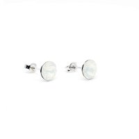 Art.No.woxirius34ovs- Сребърни обици винт с кристали 7мм white opal от  