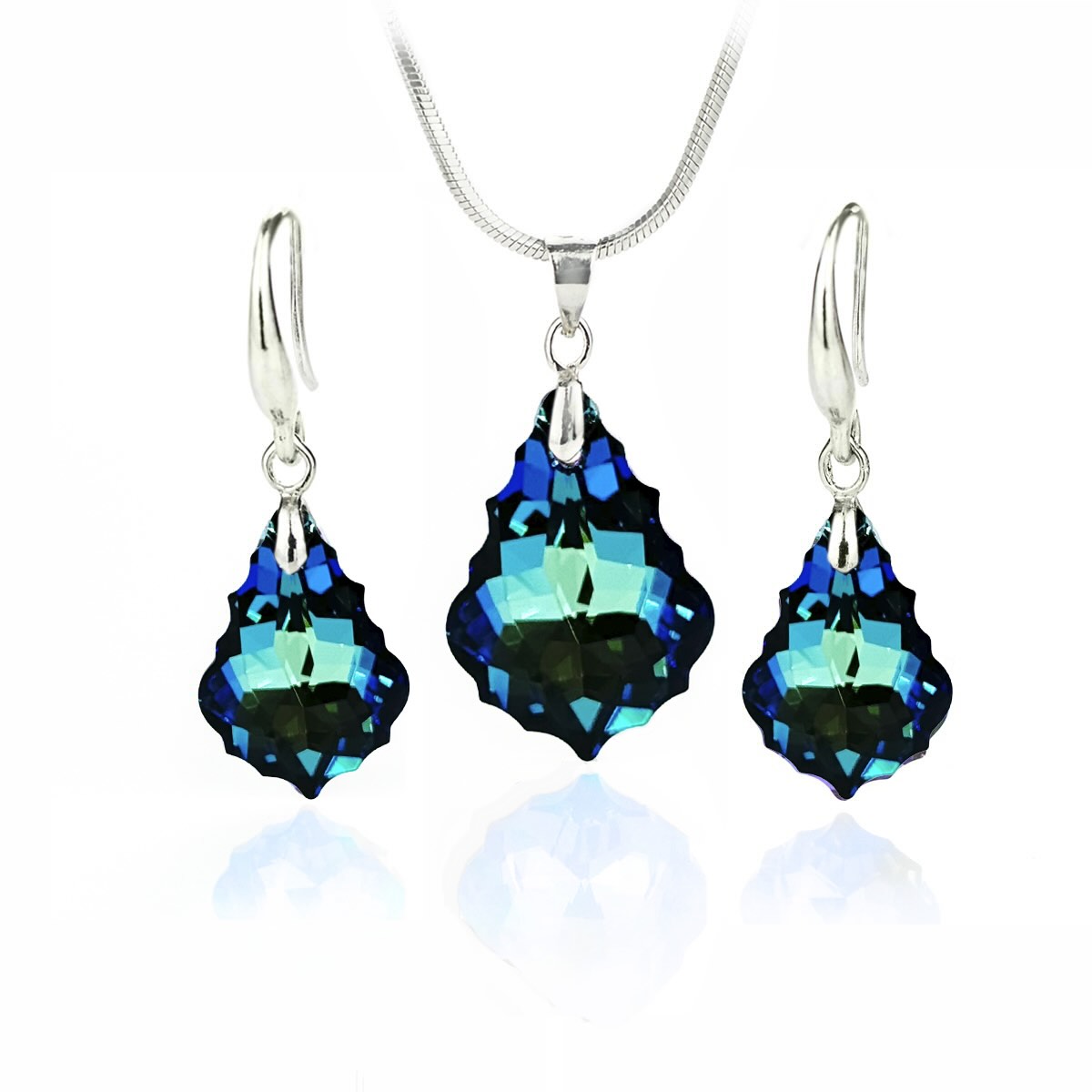 Комплект с кристали Барокова капка bermuda blue