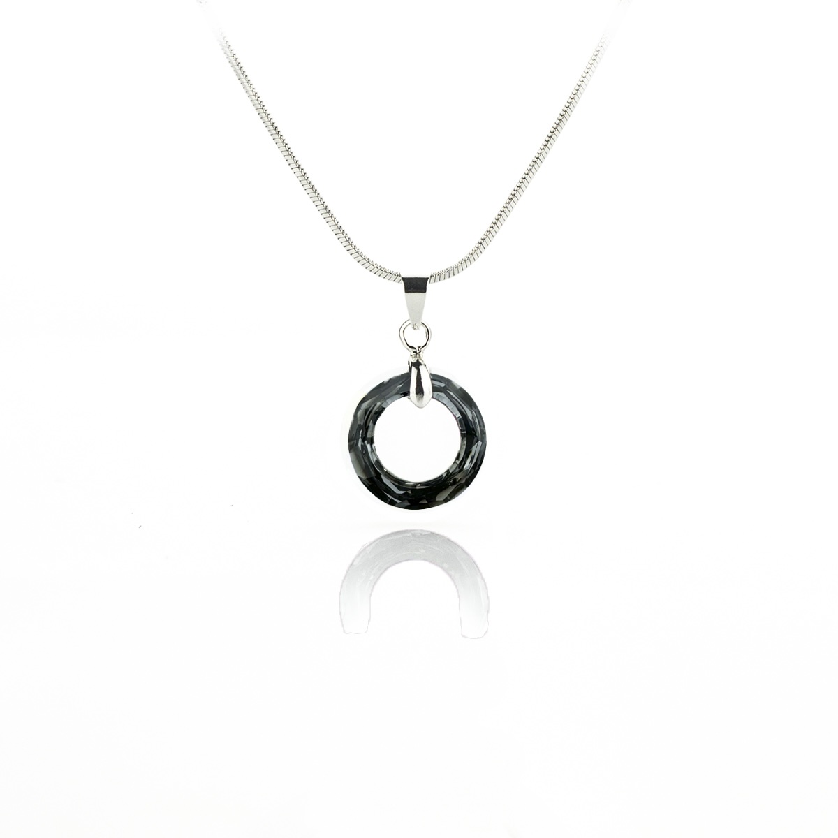 Кристално колие Ринг 14мм silver night