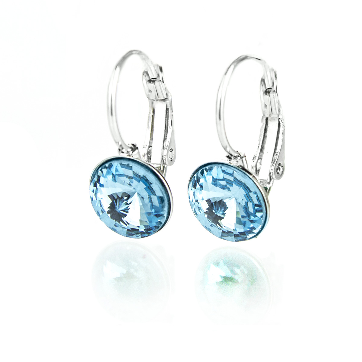 Обици с кристали Малка ривола панта light turquoise