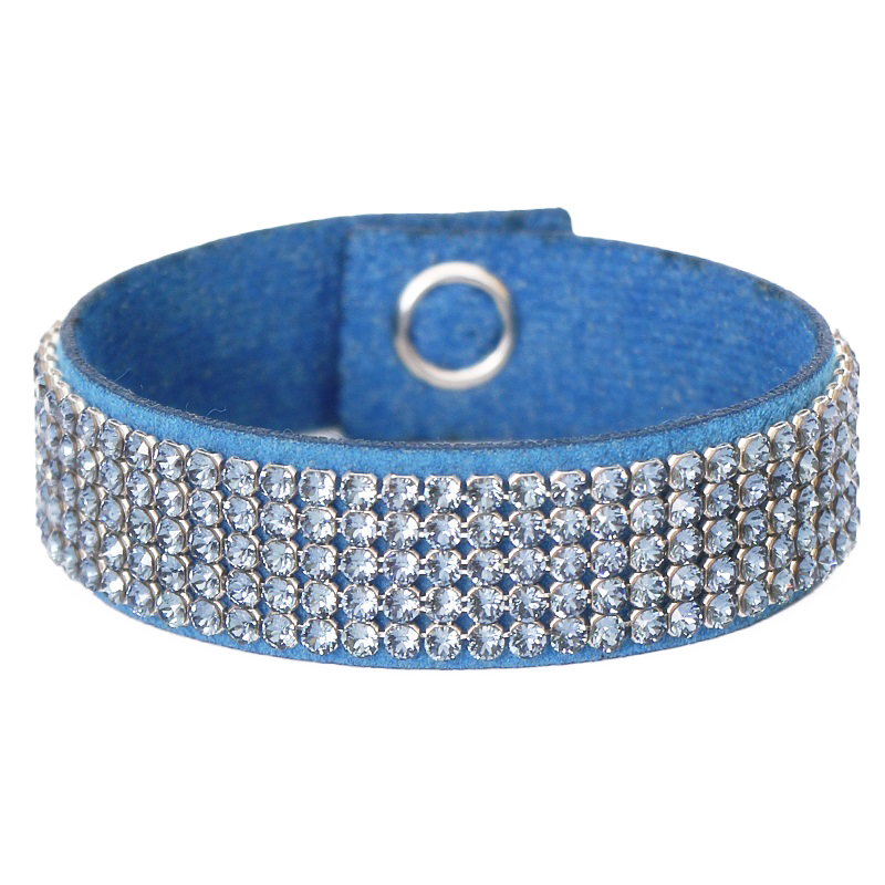Кожена гривна Кристал Меш denim blue