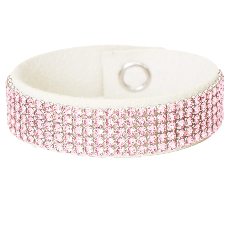 Кожена гривна Кристал Меш light rose