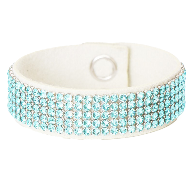 Кожена гривна Кристал Меш light turquoise