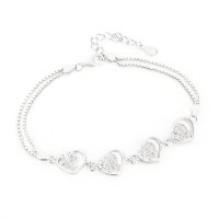 Art.No.heartswithbutterflybracelet925s- Сребърна гривна 4 сърца от 