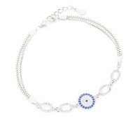 Art.No.circlezirconbluebracelet925s- Сребърна гривна с бляскави циркони от 