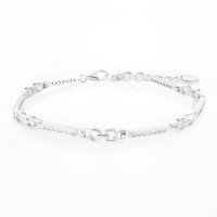 Art.No.roundbracelet925s- Бляскава сребърна гривна с циркони от 
