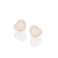 Art.No.heartspinrosegold925s- Сребърни обици на винт Сърца с розова позлата от 