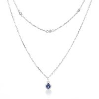 Art.No.sapphirerhnecklacelux-  Нежно сребърно колие със синтетичен сапфир от 
