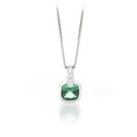 Art.No.emeraldnanorhkoliekvd012lux- Стилно сребърно колие със синтетичен смарагд от 
