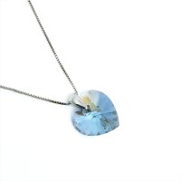Art.No.aqsh622814skvd012- Сребърно кристално колие Сърце 14мм aqua shimmer от  