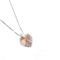 Art.No.lamsh622814skvd012- Сребърно кристално колие Сърце 14мм light amethyst shimmer от  