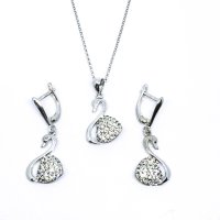 Art.No.crswanincrroosd- Сребърен комплект с инкрустирани кристали Лебед crystal от  