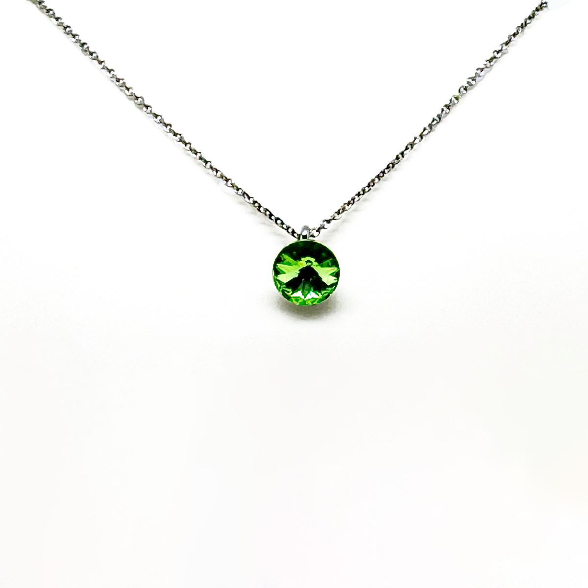 Сребърно колие Мини Ривола peridot