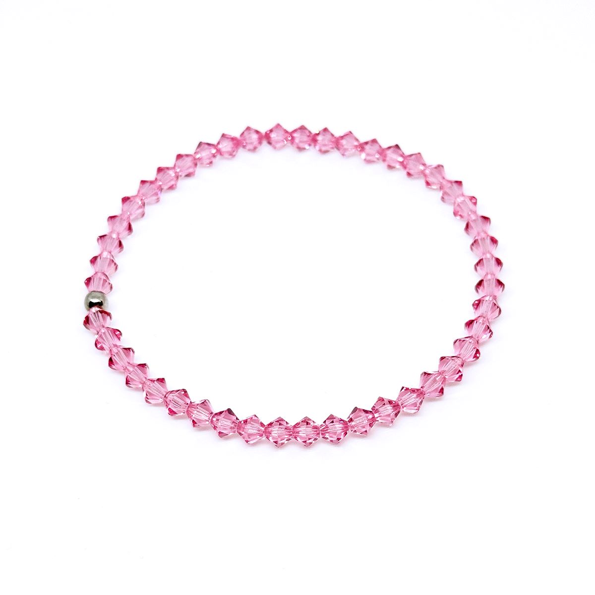 Нежна кристална гривна на ластик light rose