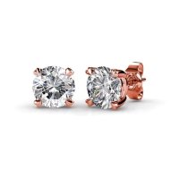 Art.No.CE0139-RG- Ненатрапчив лукс-ежедневни обици с кристален акцент и покритие розово злато от 